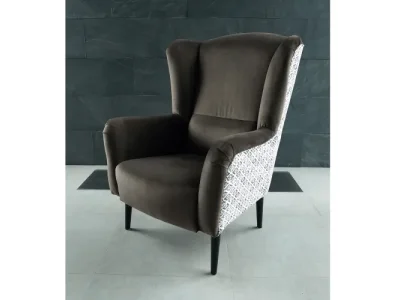 Detail produktu KONDELA Belek kreslo (ušiak) hnedá / vzor Terra