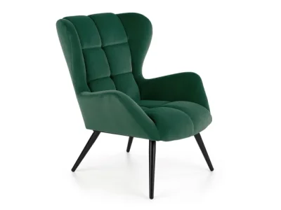 HALMAR Tyrion kreslo (ušiak) tmavozelená / čierna