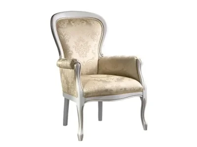 TARANKO Wersal W-FOTEL 1 rustikálne kreslo biela patyna / krémový vzor (A4 Versalles 1)