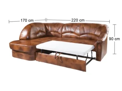 Detail produktu PYKA Yardek L kožená rohová sedačka s rozkladom svetlohnedá (DTS50)