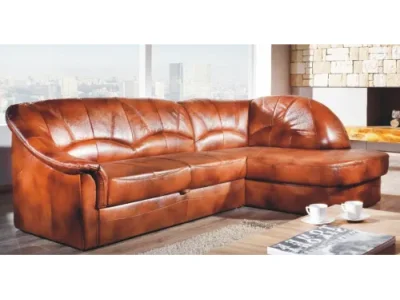 PYKA Yardek P kožená rohová sedačka s rozkladom svetlohnedá (DTS50)