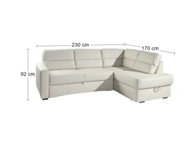 Detail produktu PYKA Modern P kožená rohová sedačka s rozkladom smotanová (G105)