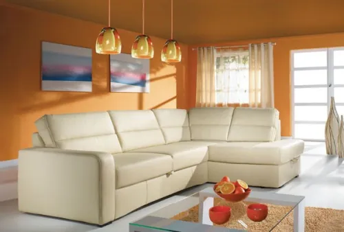 PYKA Modern P kožená rohová sedačka s rozkladom smotanová (G105)