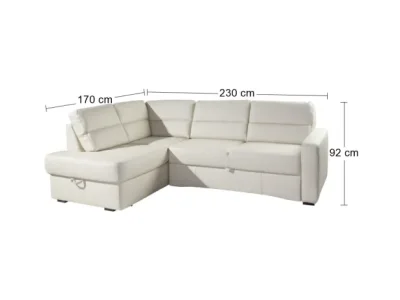 Detail produktu PYKA Modern L kožená rohová sedačka s rozkladom smotanová (G105)