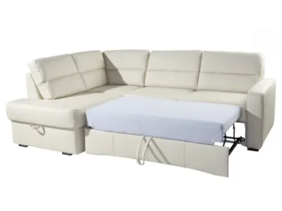 Detail produktu PYKA Modern L kožená rohová sedačka s rozkladom smotanová (G105)