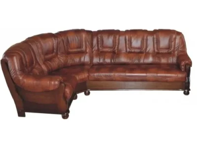 PYKA Roma L kožená rohová sedačka drevo D3 / hnedá (S42)