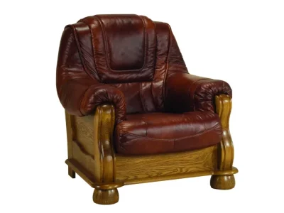 Detail produktu PYKA Roma 3N+1+1 kožená sedacia súprava drevo D3 / hnedá (S42)