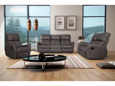 PYKA Magnat 3R+2RR+1R kožená sedacia súprava tmavosivá (S18)