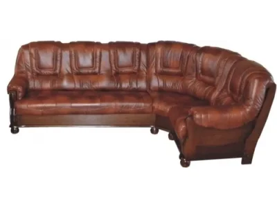 PYKA Roma P kožená rohová sedačka drevo D3 / hnedá (S42)