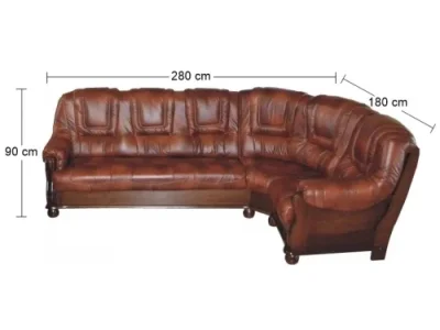 Detail produktu PYKA Roma P kožená rohová sedačka drevo D3 / hnedá (S42)