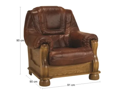 Detail produktu PYKA Roma kožené kreslo drevo D3 / hnedá (S42)