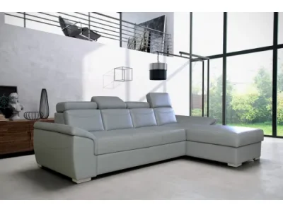 PYKA Cayenne P kožená rohová sedačka s úložným priestorom svetlosivá (S63)