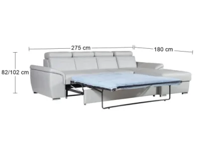 Detail produktu PYKA Cayenne P kožená rohová sedačka s úložným priestorom svetlosivá (S63)