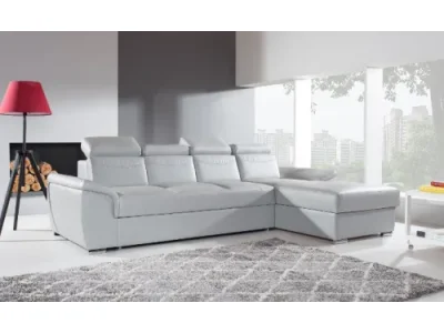 Detail produktu PYKA Cayenne P kožená rohová sedačka s úložným priestorom svetlosivá (S63)