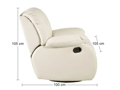 Detail produktu PYKA Regan kožené relaxačné kreslo smotanová (G105)