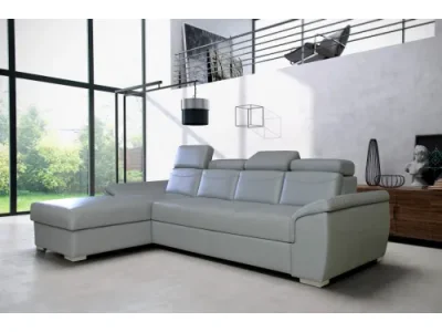 Detail produktu PYKA Cayenne L kožená rohová sedačka s úložným priestorom svetlosivá (S63)