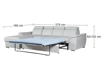 Detail produktu PYKA Cayenne L kožená rohová sedačka s úložným priestorom svetlosivá (S63)