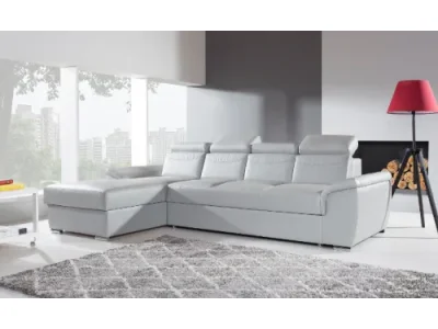 Detail produktu PYKA Cayenne L kožená rohová sedačka s úložným priestorom svetlosivá (S63)