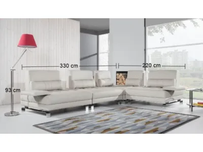 Detail produktu PYKA Mediolan P kožená rohová sedačka svetlosivá (G180)