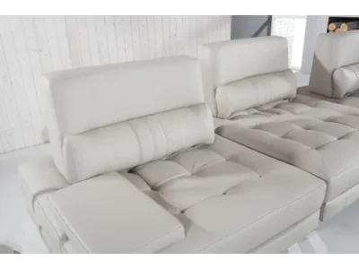 Detail produktu PYKA Mediolan P kožená rohová sedačka svetlosivá (G180)