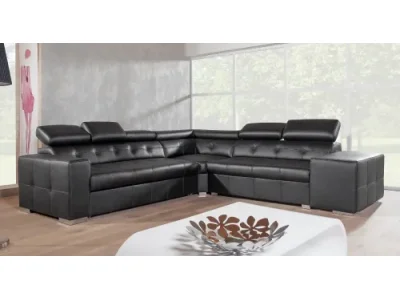 PYKA Etna II P kožená rohová sedačka s barom čierna (S16)