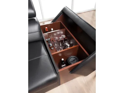 Detail produktu PYKA Etna II P kožená rohová sedačka s barom čierna (S16)