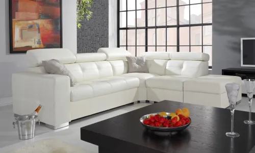 PYKA Etna II P kožená rohová sedačka biela (White snow)