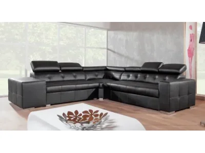 PYKA Etna II L kožená rohová sedačka s barom čierna (S16)