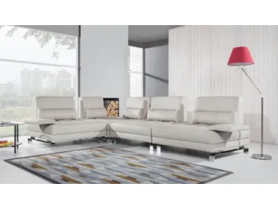 PYKA Mediolan L kožená rohová sedačka svetlosivá (G180)