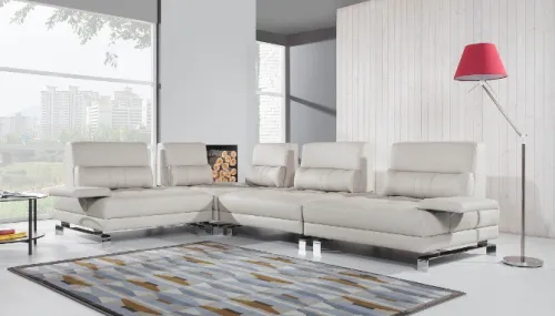 PYKA Mediolan L kožená rohová sedačka svetlosivá (G180)