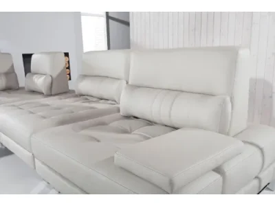 Detail produktu PYKA Mediolan L kožená rohová sedačka svetlosivá (G180)