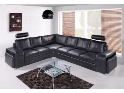 PYKA Enzo L kožená rohová sedačka čierna (S16)