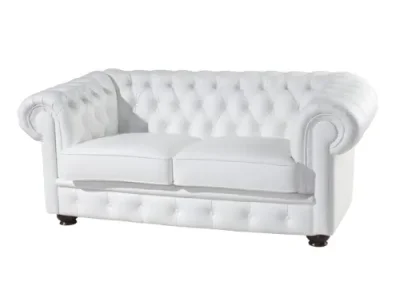 PYKA Chesterfield kožená dvojsedačka wenge / biela (White snow)