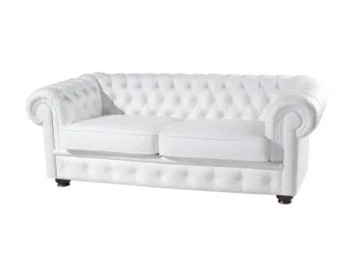 PYKA Chesterfield kožená trojsedačka wenge / biela (White snow)