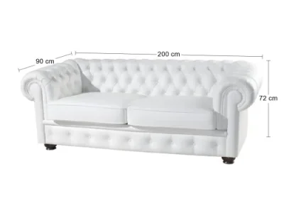 Detail produktu PYKA Chesterfield kožená trojsedačka wenge / biela (White snow)