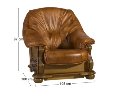 Detail produktu PYKA Parys kožené kreslo drevo D3 / svetlohnedá (S45)