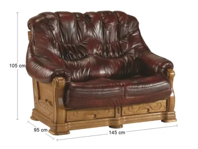 Detail produktu PYKA Kevin kožená dvojsedačka drevo D3 / tmavohnedá (S43)