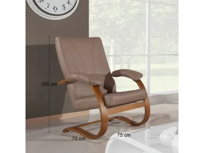 Detail produktu PYKA Galicja kožené kreslo drevo D3 / cappuccino