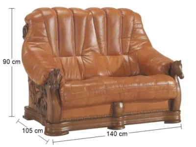 Detail produktu PYKA Oskar kožená dvojsedačka drevo D3 / svetlohnedá (DTS50)