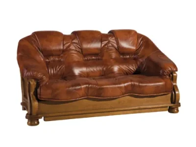 PYKA Lord kožená trojsedačka drevo D3 / hnedá (S41)