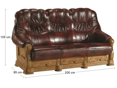 Detail produktu PYKA Kevin kožená trojsedačka drevo D3 / tmavohnedá (S43)