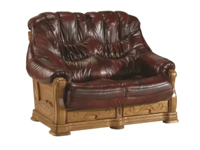 Detail produktu PYKA Kevin kožená sedacia súprava drevo D3 / tmavohnedá (S43)