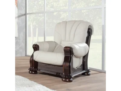 PYKA Cezar III kožené kreslo wenge / biela (White snow)