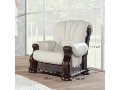 Detail produktu PYKA Cezar III kožené kreslo wenge / biela (White snow)