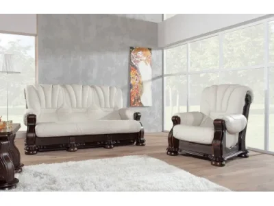 Detail produktu PYKA Cezar III kožené kreslo wenge / biela (White snow)