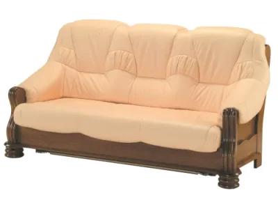 PYKA Adam kožená trojsedačka drevo D3 / svetlomarhuľová (Rose white)