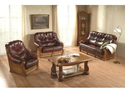 Detail produktu PYKA Kevin kožené kreslo drevo D3 / tmavohnedá (S43)