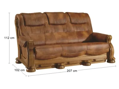 Detail produktu PYKA Cezar II kožená trojsedačka drevo D3 / svetlohnedá (S45)