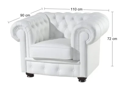 Detail produktu PYKA Chesterfield kožené kreslo wenge / biela (White snow)