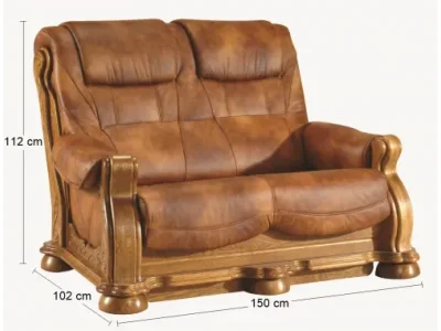 Detail produktu PYKA Cezar II kožená dvojsedačka drevo D3 / svetlohnedá (S45)